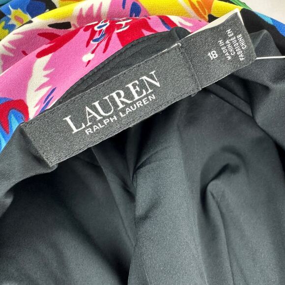 Lauren Ralph Lauren Floral Halter Dress Knee Length Stretch Jersey US 18 NWT - Picture 12 of 16